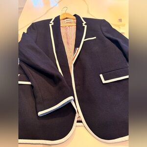Neiman Marcus Navy Blazer with White Piping